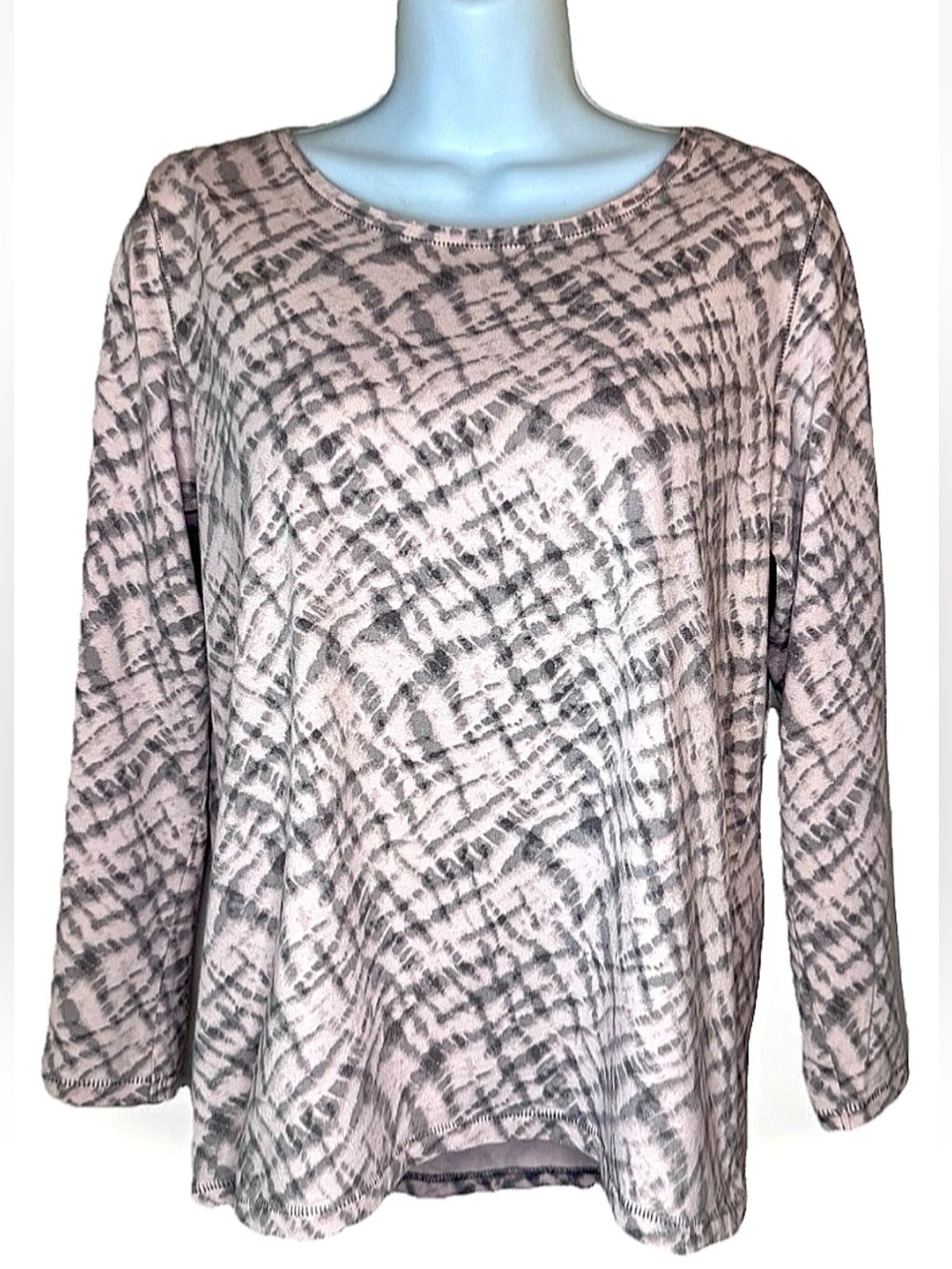⛓️‍💥QVC⛓️‍💥 LONG SLEEVE TIE-DYE COTTON SIDE SLIT TUNIC T-SHIRT